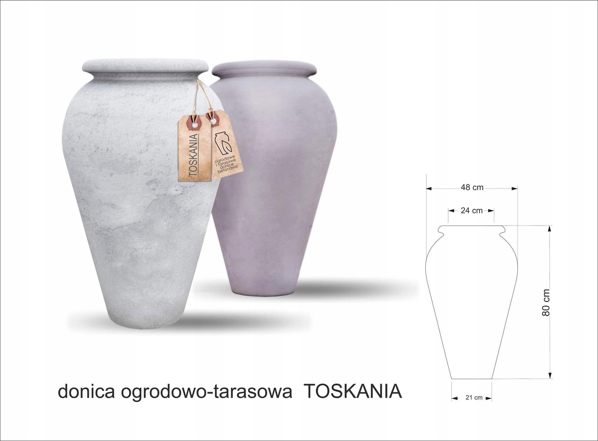 Betónový kvetináč v Toskánsku